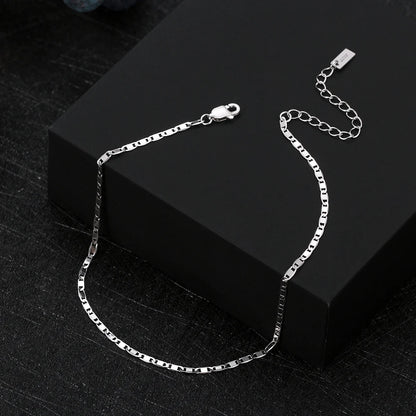 Rinntin Italian Sparkle Mirror Link Chain Anklet Women's 925 Silver Summer Foot Chain Bracelet Fashion Ankle Straps Jewelry SA29