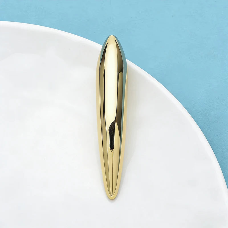 Wuli&baby Stainless Steel Geometric Brooches For Women Unisex Long Oval Party Office Clothes Brooch Pins Gifts