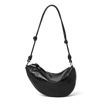Fashionable Genuine Leather Saddle Bag, Top-grain Cowhide Dumpling Bag, High-end and Versatile Single-shoulder Crossbody Bag
