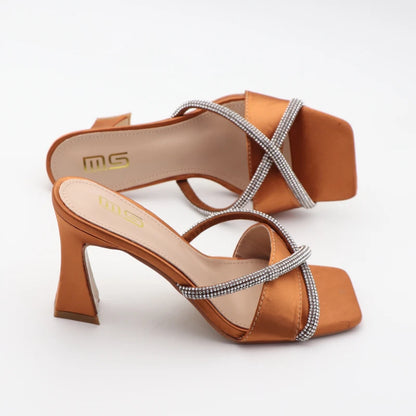 Black Red High Heel Slippers Women Open Toe Slingback Sandals Female Pumps Square Toe Summer Simple Designer Heeled Sandals