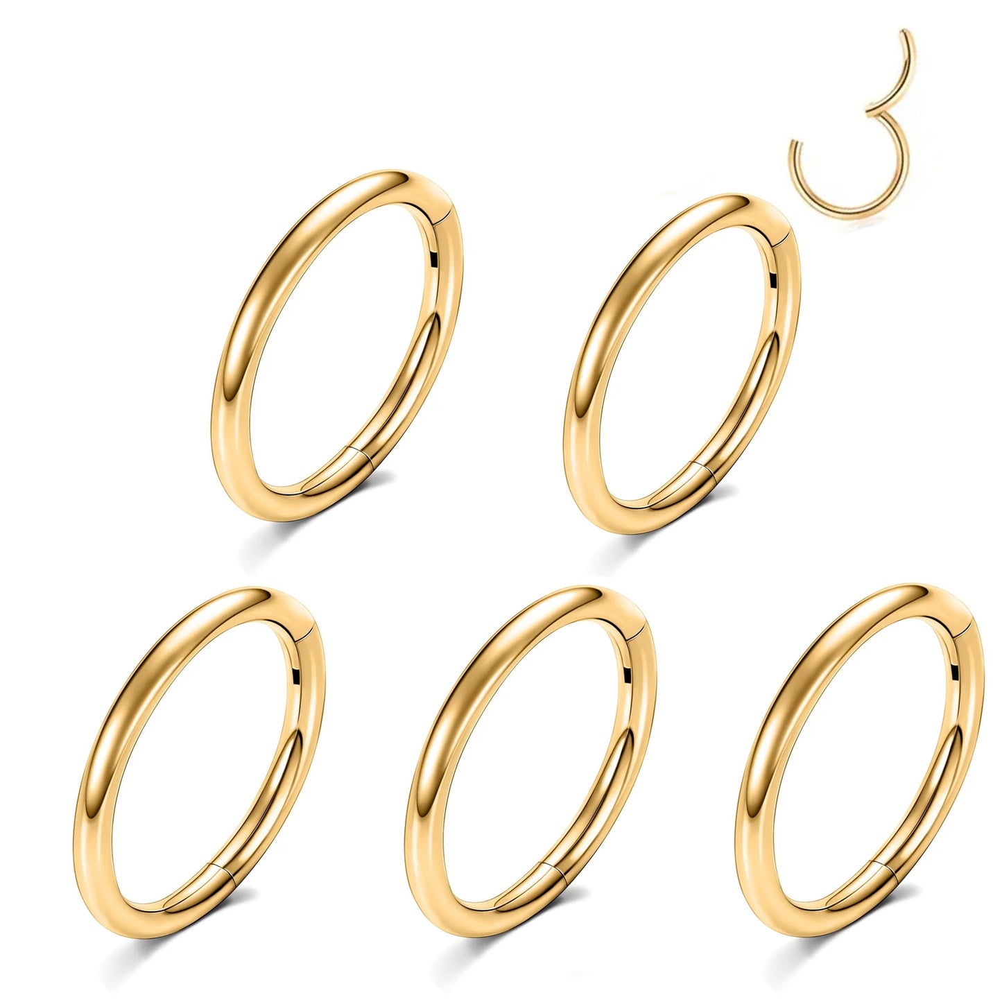 Hinged Nose Ring Hoop Septum Hoop  Ring Tragus Rook Ring Piercing Jewelry Lip Labret Ring Clicker Cartilage Earrings Women Gift