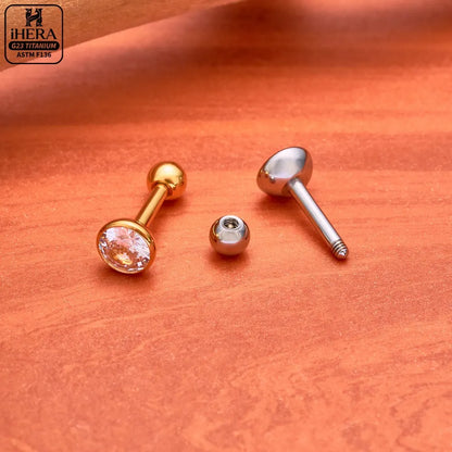 ASTM F136 Titanium Piercing Round Bowl Shaped Screw Labret Earring Set Lip Ring Cartilage Tragus Conch Jewelry Helix Nose Studs