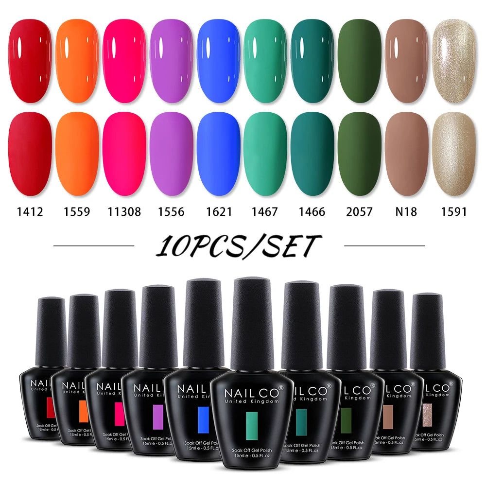 NAILCO 15ml 10/20/30pcs Nail Gel Polish 333 Colors Blue UV&LED Gel Varnish Nude Red Soak Off Semi Permanent UV Nail Gel Varnish
