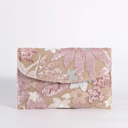 Cross-border High-end Envelope Bag, Sequined Embroidery Straw-woven Niche Women's Clutch Bag, Summer New Woven Women's Clutches