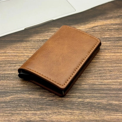 Men and women  Minimalist RFID Blocking Wallet-Automatic Pop-up Metal Credit Card Holder,Zipper Coin Purse Business Card Wallet