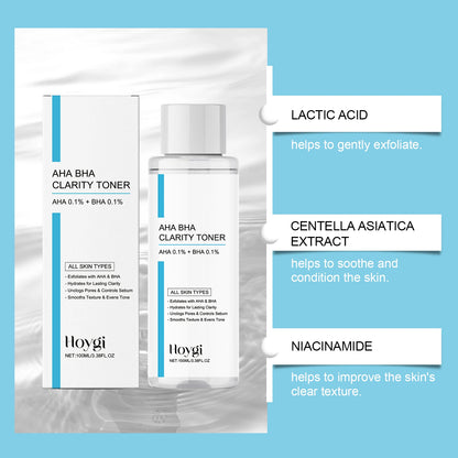 AHA BHA Toner Gentle Exfoliating Toner for Oily Skin Pore Refining Soothing Hydrating Facial Essence Daily Oil Control Skincare