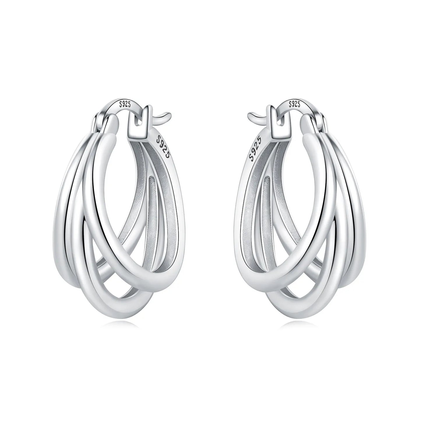 925 Sterling Silver Exquisite Multi-layer Ear Ring Jewelry Versatile Hoop Earrings For Women Jewelry Fine Birthday Party Gift