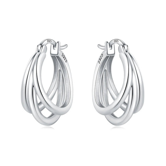 925 Sterling Silver Exquisite Multi-layer Ear Ring Jewelry Versatile Hoop Earrings For Women Jewelry Fine Birthday Party Gift