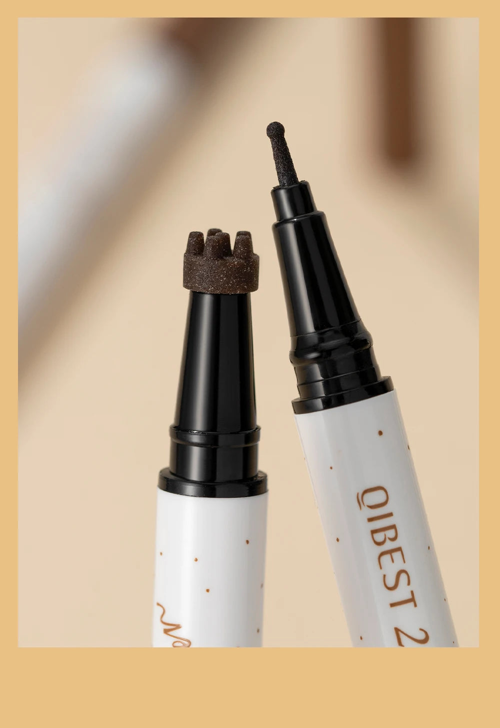 QIBEST Double-end Freckles Stamp Pen Makeup 2-IN-1 Freckle Seal Waterproof Face Concealer Contour Natural Brown Freckle Cosmetic