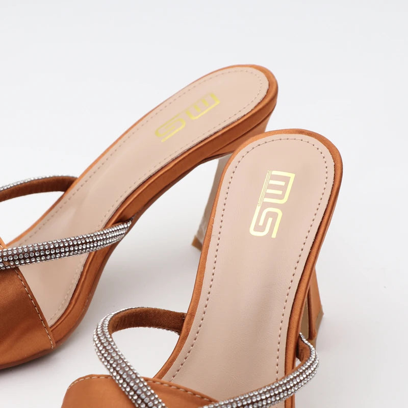 Black Red High Heel Slippers Women Open Toe Slingback Sandals Female Pumps Square Toe Summer Simple Designer Heeled Sandals