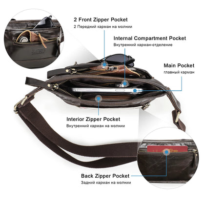 CONTACT'S Genuine Leather Waist Bags for Men Customize Waist Packs Crossbody Bag Phone Pocket Name Engraving Male Travel Bags