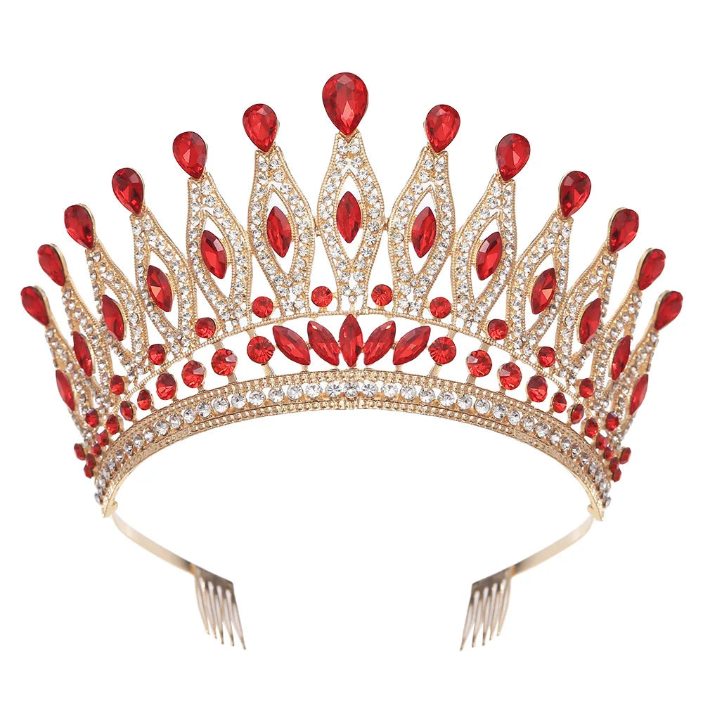 KMVEXO Baroque Queen Large Crystal AB Crowns For Bridal Women Girls Wedding Tiaras Diadem Comb Princess Party Hair Dress Jewelry
