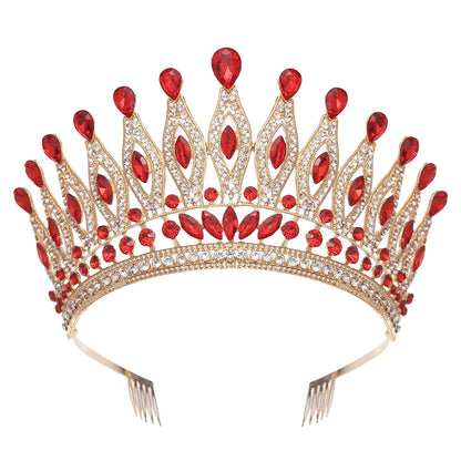 KMVEXO Baroque Queen Large Crystal AB Crowns For Bridal Women Girls Wedding Tiaras Diadem Comb Princess Party Hair Dress Jewelry