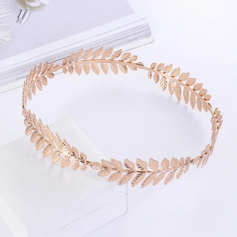 Golden Greek Goddess Crown Laurel Wreath Gold Leaf Headband for Men Circlet Toga Costume Accessories Wedding Party Supplies