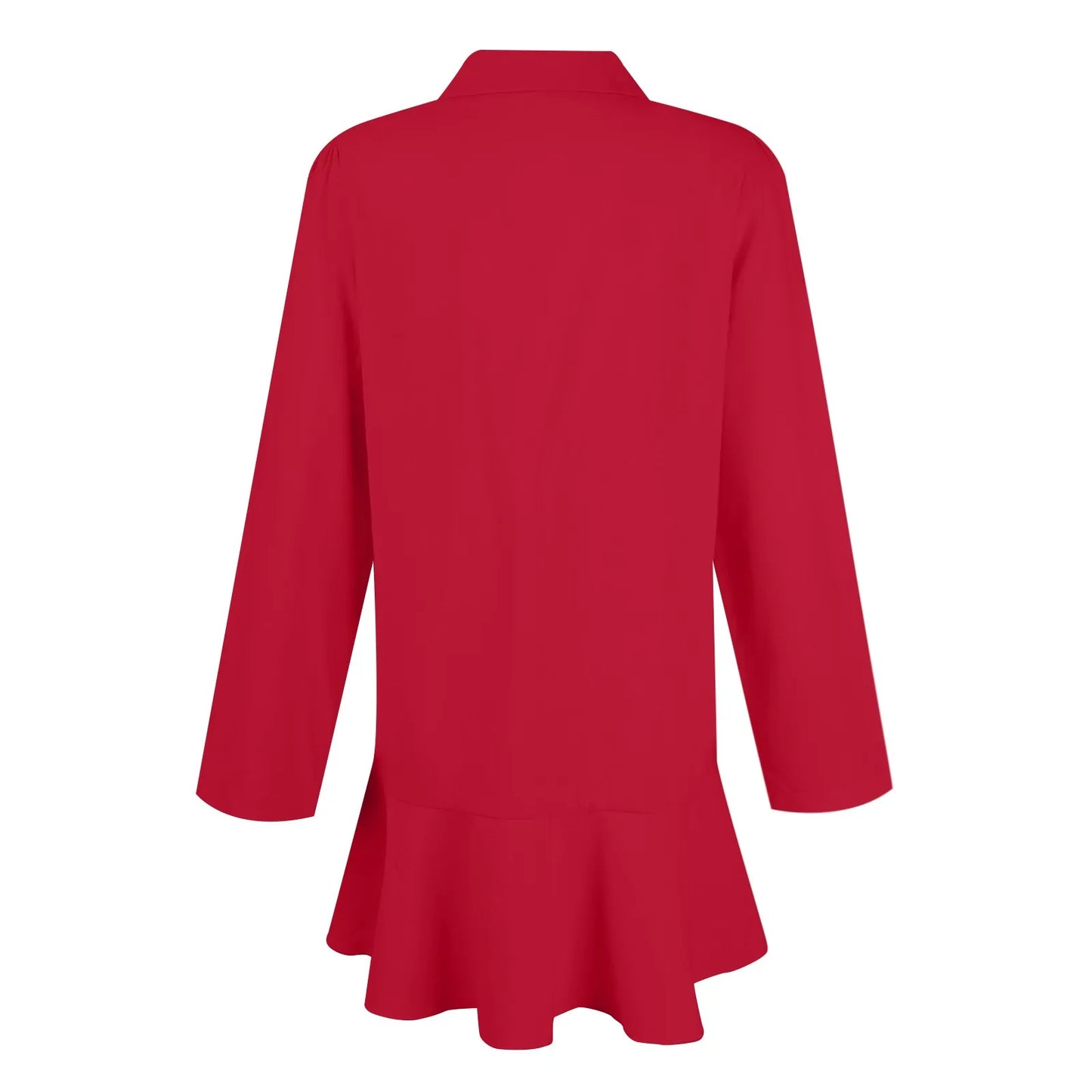 Women Loose Dresses Fashion Casual Half Open Shirt Hem Ruffle Classic Solid Dresses Daily Commute Date Simple Long Sleeve Dress