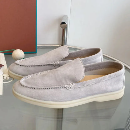High Quality Men's walking driving shoes Unisex All genuine leather loafer Sheepskin suede Flat casual women's shoes large size