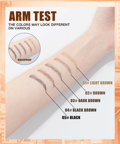 Four-pronged eyebrow pencil, four-end, long-lasting, non-smudged, water-resistant, anti-smudged eyebrow pencil
