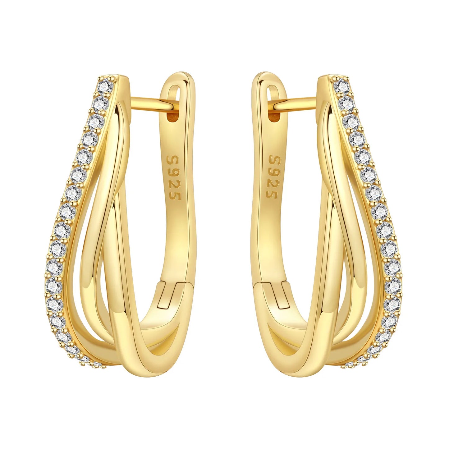 925 Sterling Silver Exquisite Multi-layer Ear Ring Jewelry Versatile Hoop Earrings For Women Jewelry Fine Birthday Party Gift
