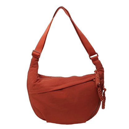 Casual Canvas Crossbody Bags Korean Simplified Large Capacity Sports Hobos Bag Solid Color Lightweight Dumpling Bag Women