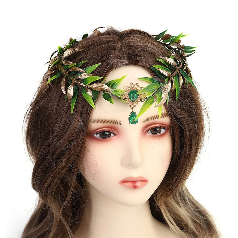 Fairy Crown Headwear Elf Tiara Girl Elven Headpiece Cosplay Costume Circlet Woodland Diadem Wedding Boho Baroque Headband Gifts