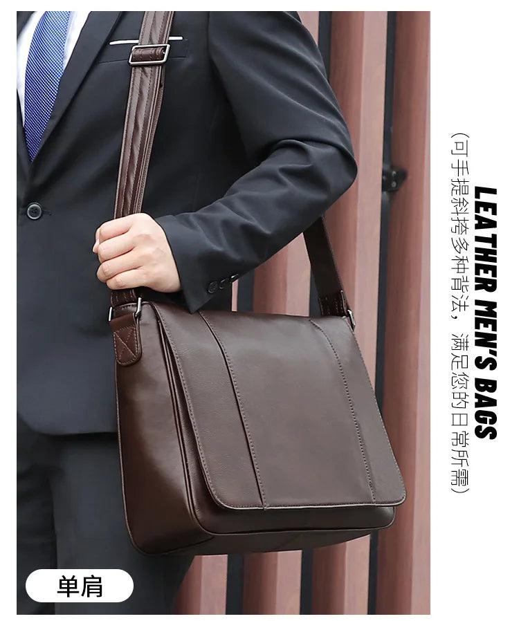 Fashion High Class Oil-Waxed Genuine Leather Shoulder Bag men Leather Messenger Bag Male Crossbody Bag Sling Leisure Bag Satchel