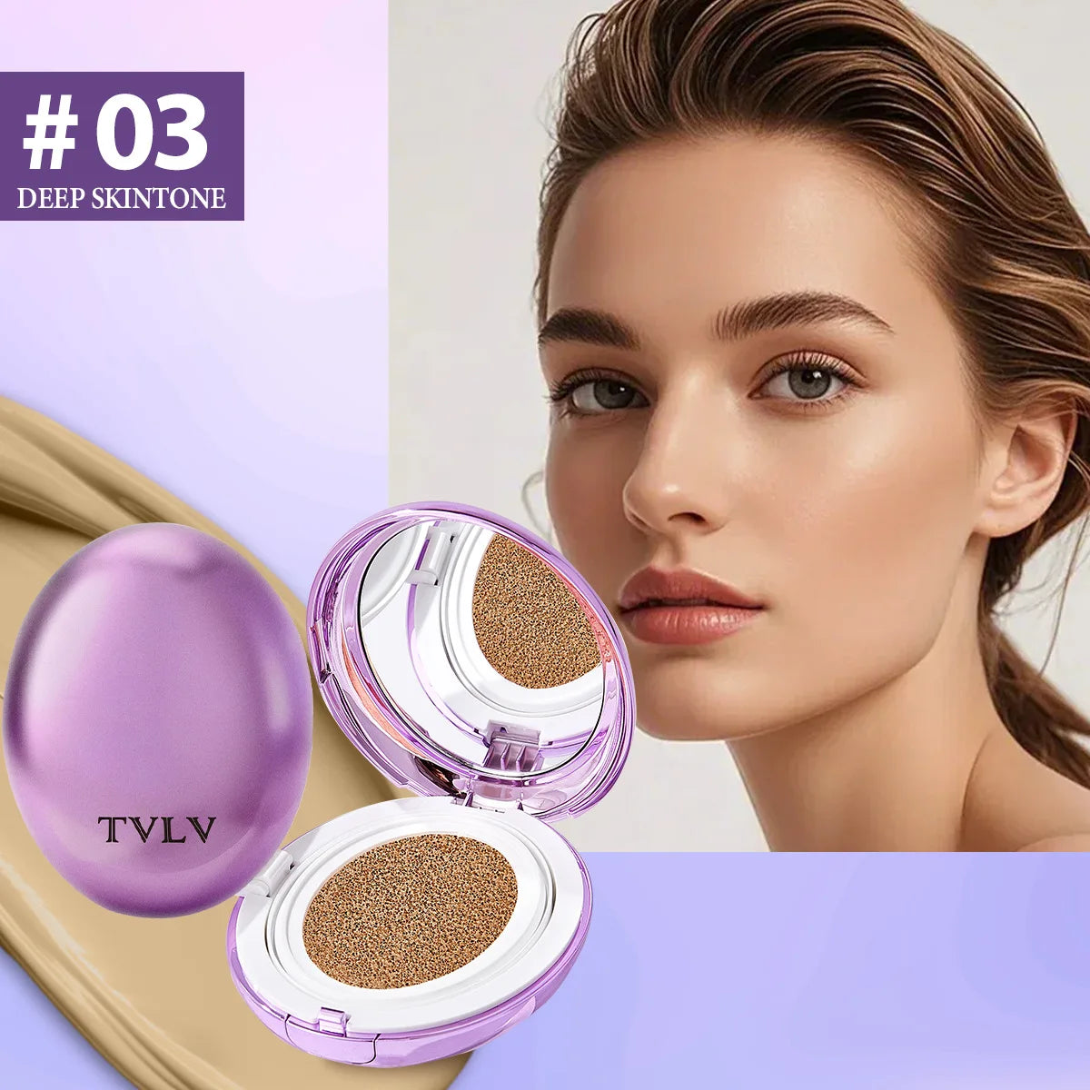Korean Air Cushion Concealer Foundation, SPF Makeup Base with Soft-Focus Filter, Lightweight Non-Cakey, Long-Lasting Matte Cover