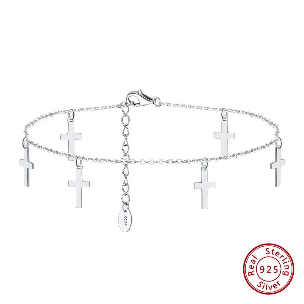 Rinntin Italian Sparkle Mirror Link Chain Anklet Women's 925 Silver Summer Foot Chain Bracelet Fashion Ankle Straps Jewelry SA29