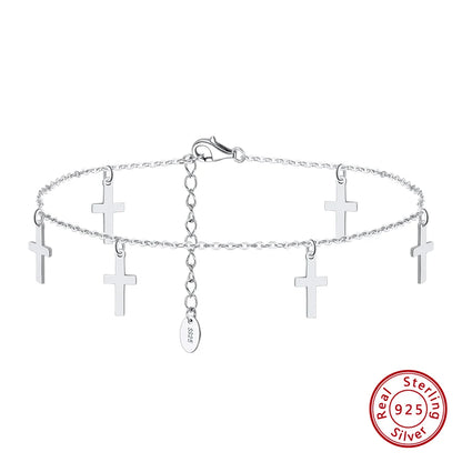Rinntin Italian Sparkle Mirror Link Chain Anklet Women's 925 Silver Summer Foot Chain Bracelet Fashion Ankle Straps Jewelry SA29