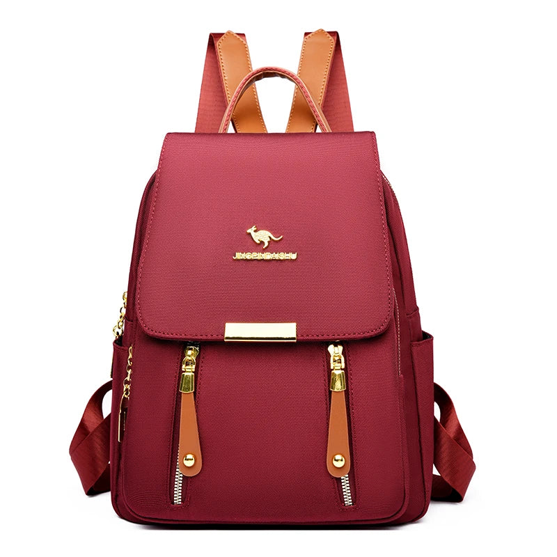 Hot Selling Solid Color Zipper Oxford Fashion Women's Backpack 2024 New Versatile Commuting Large Capacity Soft Female Back Pack