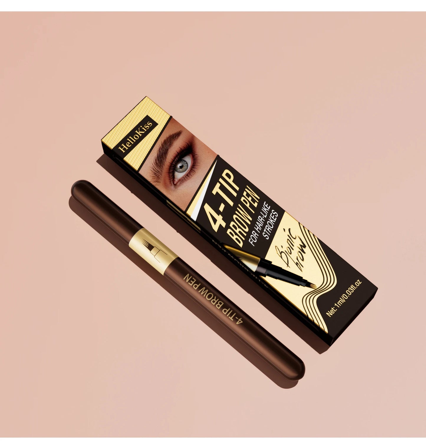 Four-pronged eyebrow pencil, four-end, long-lasting, non-smudged, water-resistant, anti-smudged eyebrow pencil