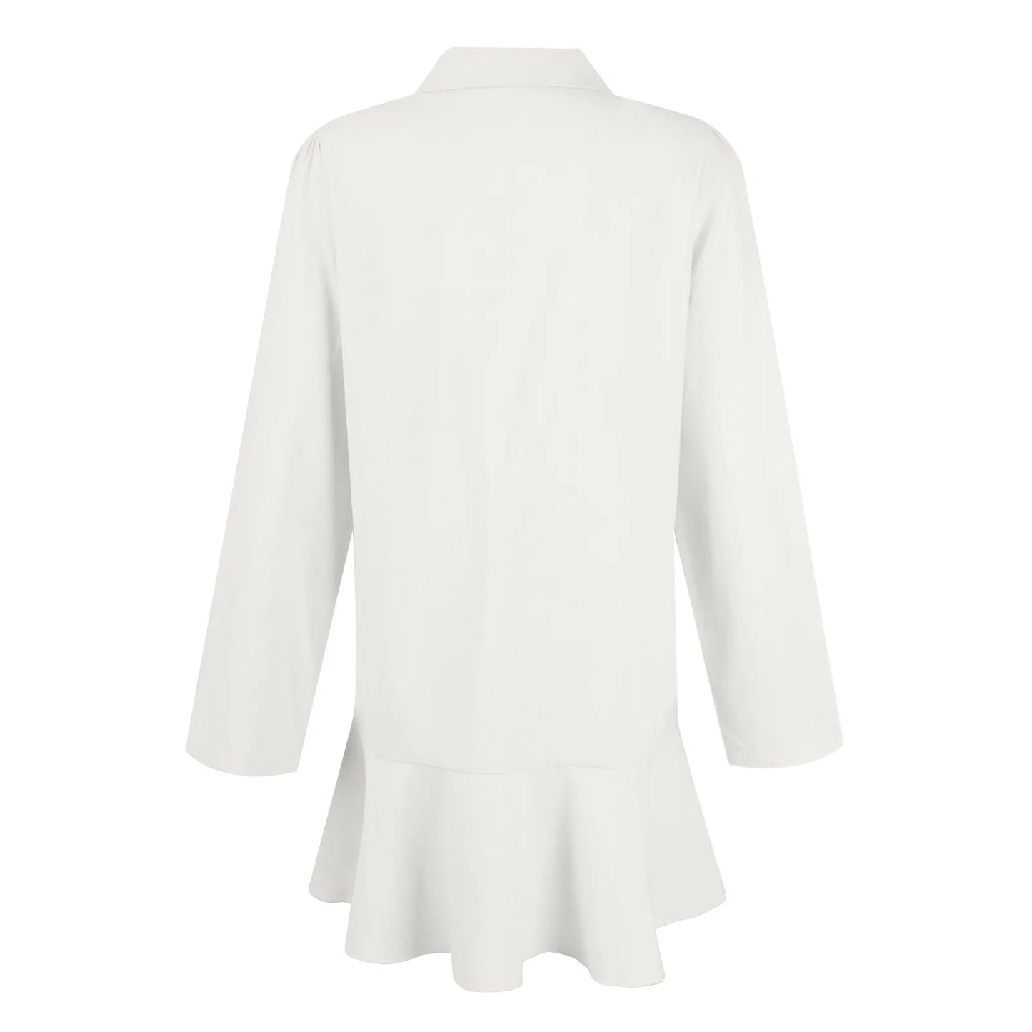 Women Loose Dresses Fashion Casual Half Open Shirt Hem Ruffle Classic Solid Dresses Daily Commute Date Simple Long Sleeve Dress