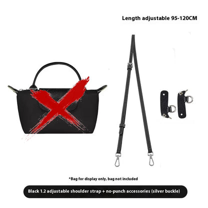 Cow Leather Replacement Crossbody Pomegranate Bag Strap for Longchamp Mini Bag Punching Free Modification Bag Accessories