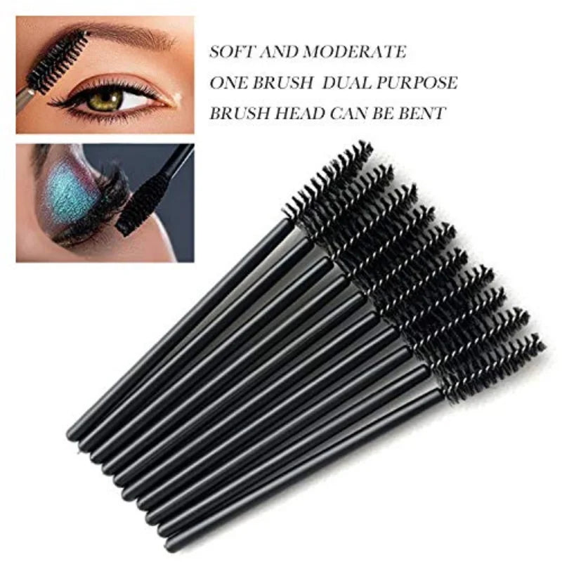 100/300Pcs Eyelash Mascara Brushes for Eye Lashes Extension Eyebrow and Makeup Lash Spoolies Wands
