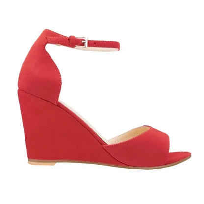 Women Wedge Sandals Sexy Pumps 8cm Casual Open Toe Ankle Strap Buckle High Heels Party Wedding Dress Ladies Shoes Large Size 42