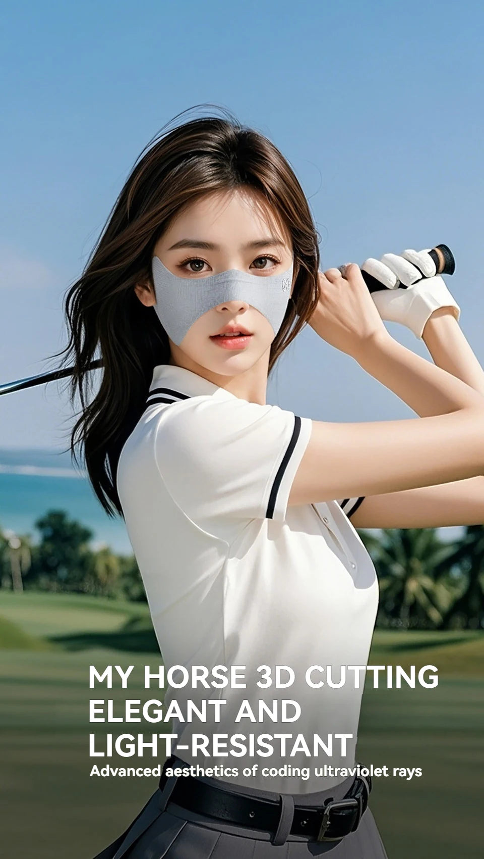 GTUBIKE Breathable Elastic Ice Silk Mask UV Protection Sunscreen Veil Golf Face Mask Solid Color Thin Sunscreen Eye Patches