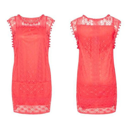 Summer White Women Dress 2024 Casual Sleeveless Beach Short Dress Female Sexy Tassel Mini Lace Dress Vestidos De Tricô Femenino