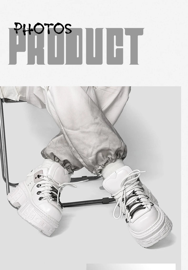 2026 Gothic Ankle Rock Boots Woman Sneakers New Punk Style Women Shoes Lace-up Heel Height Platform Shoes Woman Metal Decor