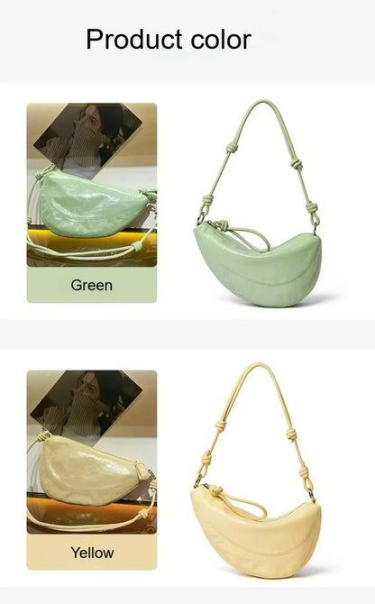 Fashionable Genuine Leather Saddle Bag, Top-grain Cowhide Dumpling Bag, High-end and Versatile Single-shoulder Crossbody Bag