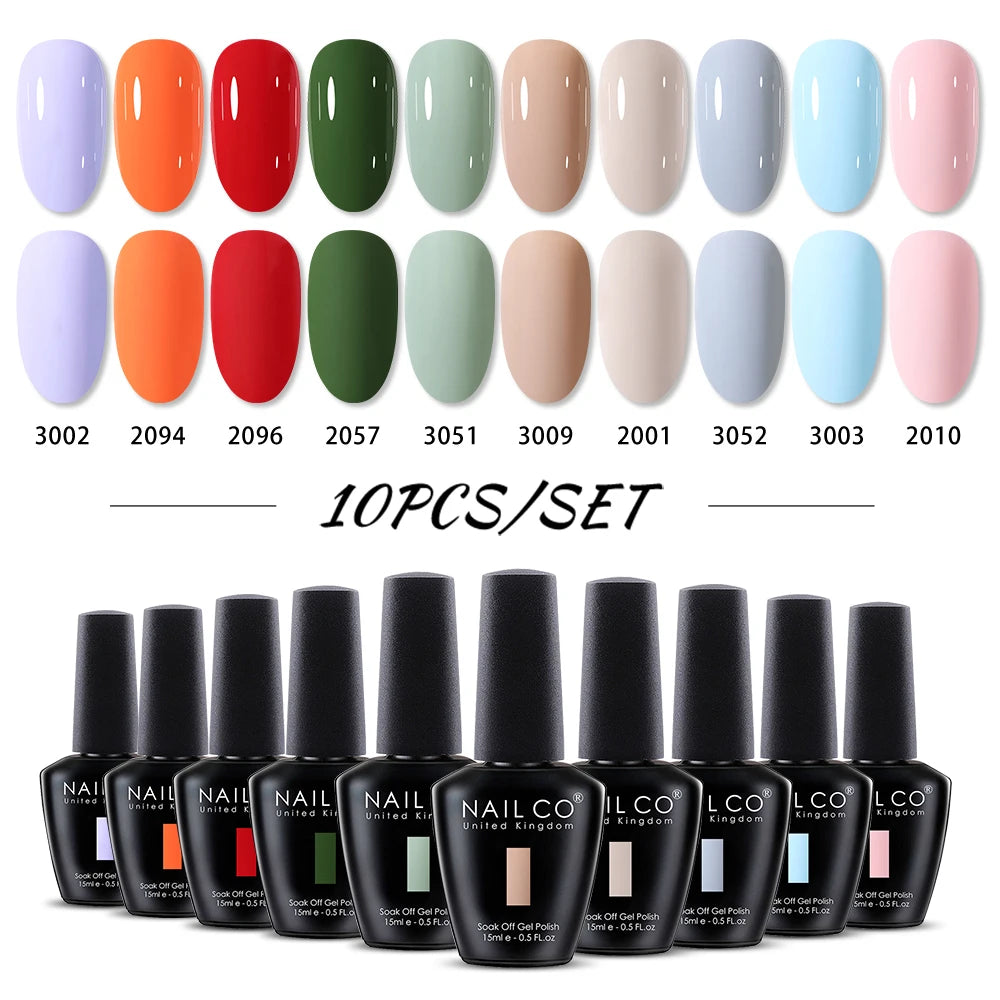 NAILCO 15ml 10/20/30pcs Nail Gel Polish 333 Colors Blue UV&LED Gel Varnish Nude Red Soak Off Semi Permanent UV Nail Gel Varnish