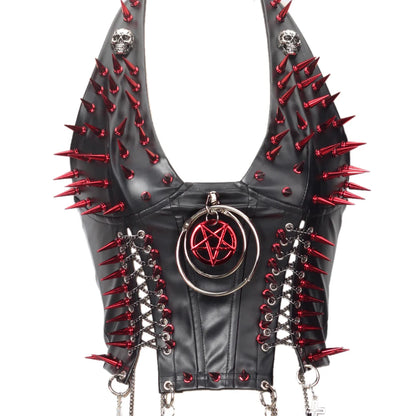 Goth Top Y2K Clothes Women's Tanks Emo Clothing Gothic Boho Tops with Spikes Punk Rock Teens Festival Spiked Bra Grunge T shirt