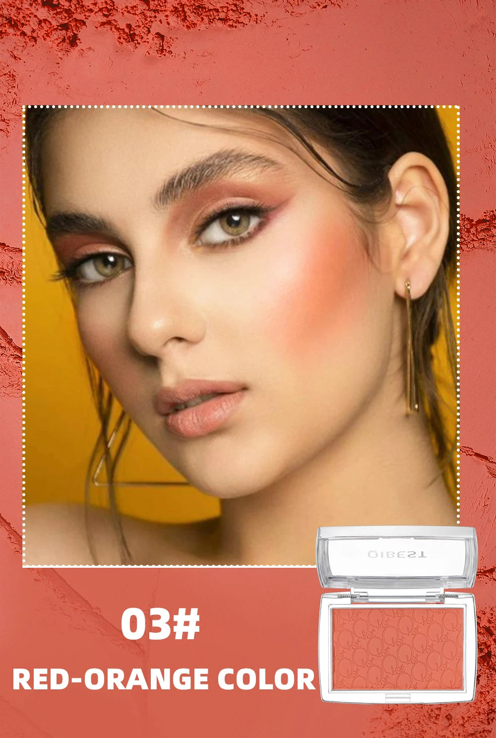 Embossed Powder Blush Peach Pink Coral Tint Makeup 3D Relief Blush Palette Brown Cheek Contour Rouge Cosmetics Face Brightens