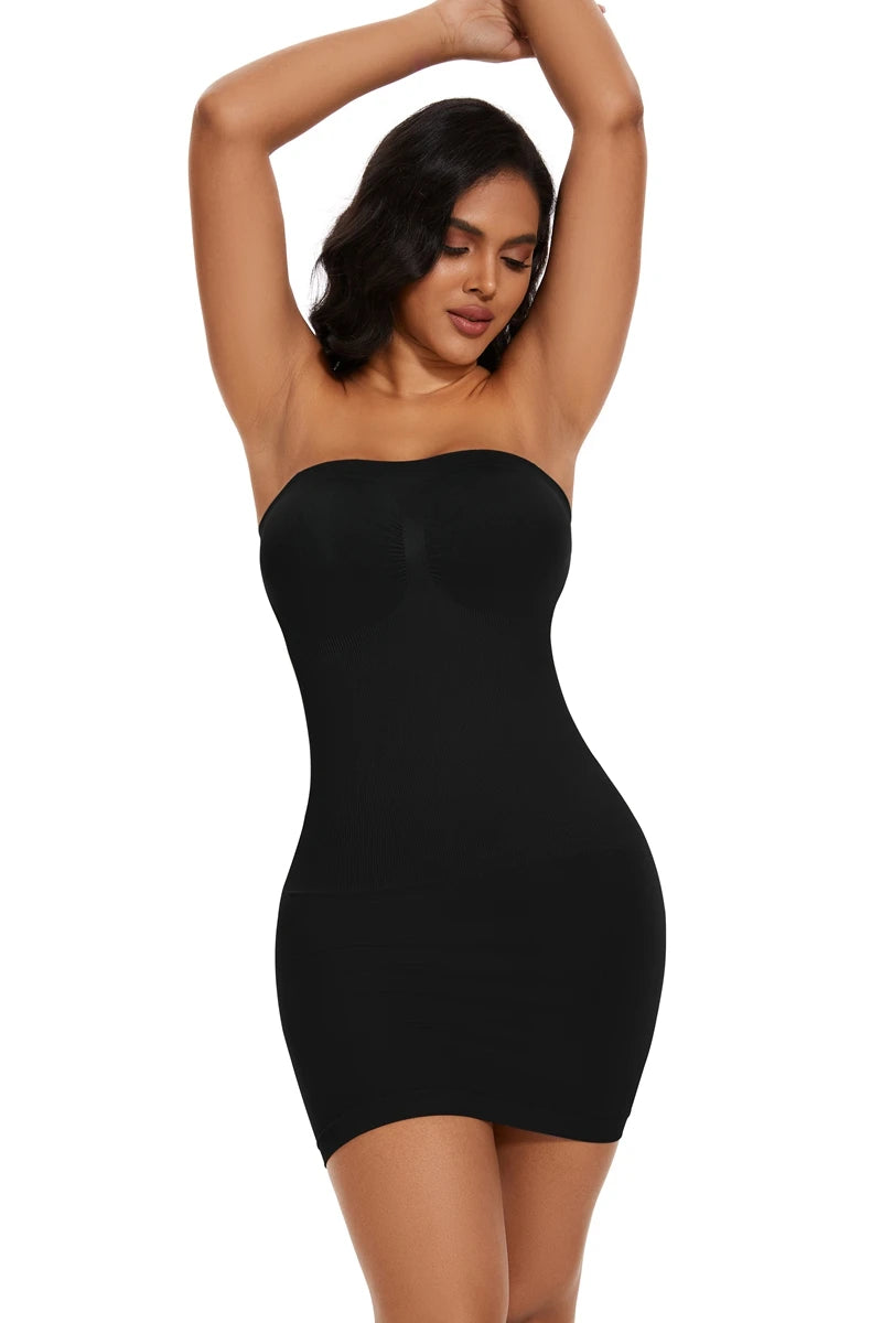 Seam-free Slips For Women Off Shoulder Under Dress Shapewear Dresses Tummy Control Skirt Body Shaping Smoother