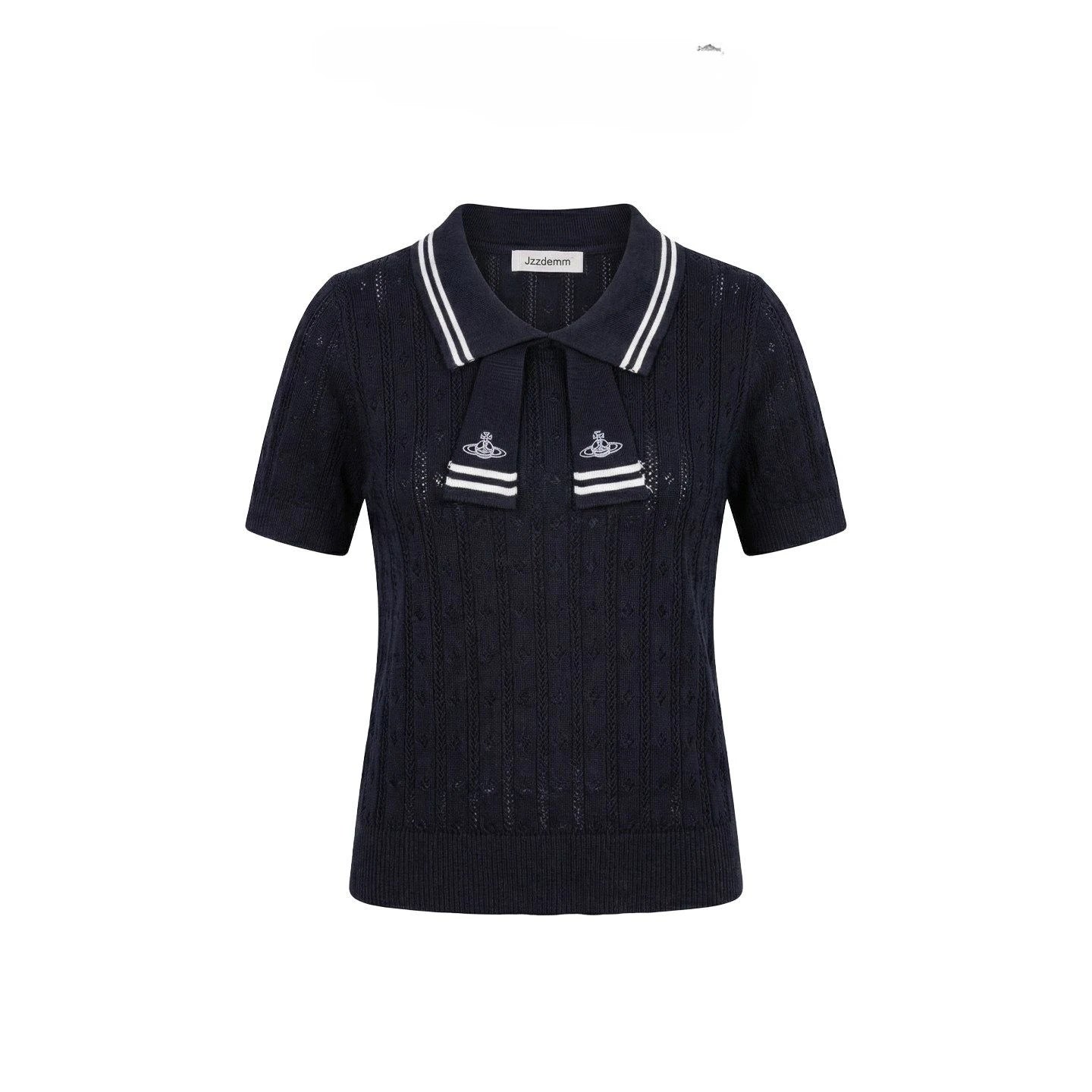 Summer College Style Knitted Collar Girls' T-shirt Simple, Breathable, Comfortable Short Sleeved Commuting Texture High-end Top