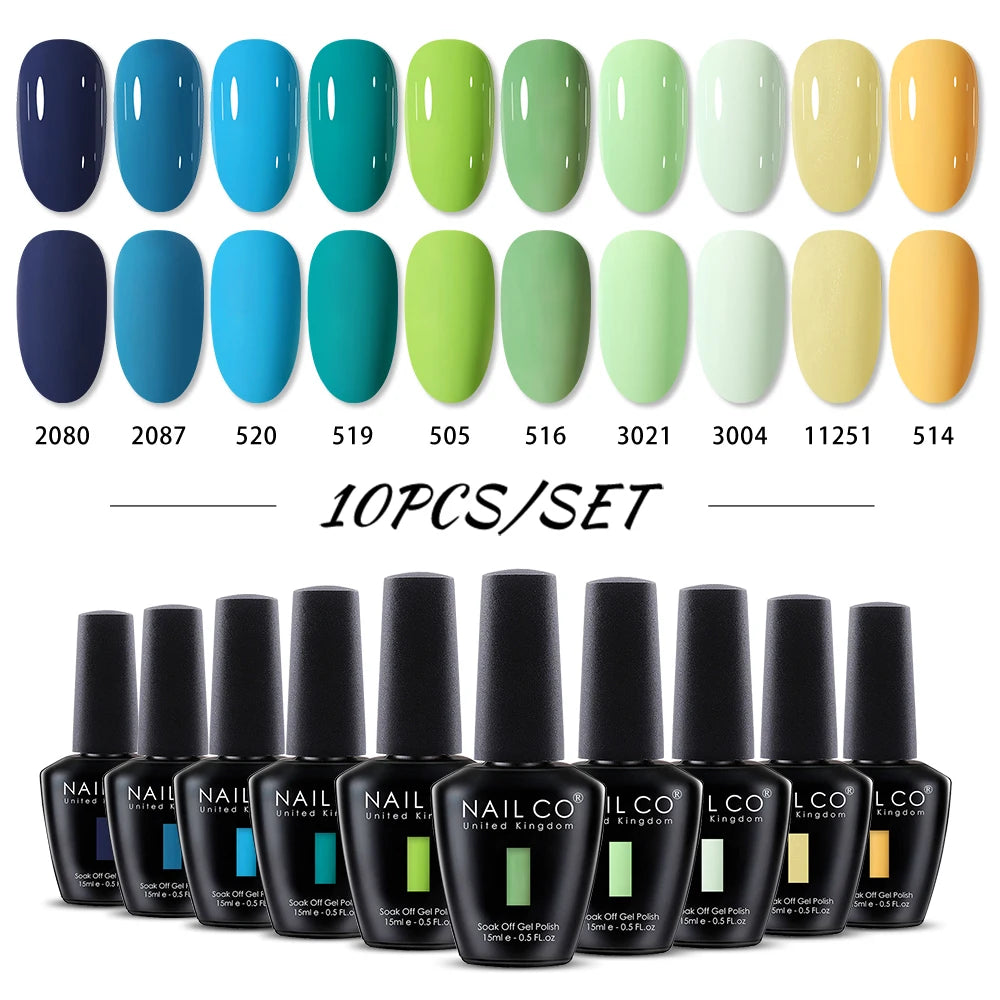 NAILCO 15ml 10/20/30pcs Nail Gel Polish 333 Colors Blue UV&LED Gel Varnish Nude Red Soak Off Semi Permanent UV Nail Gel Varnish