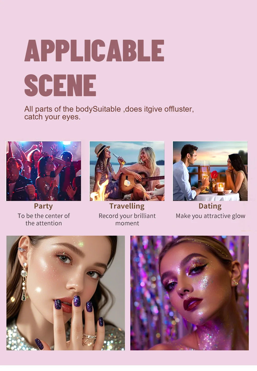 Face & Body Shimmer Spray, Contour Highlight Powder Mist, Ultra-Fine Glitter for Cheekbones Legs Body, Dewy Makeup Setting Spray