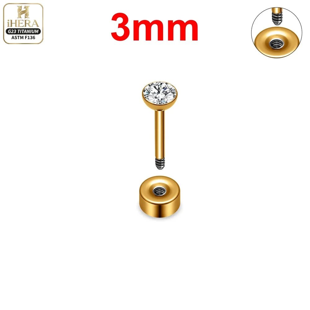 ASTM F136 Titanium Piercing Round Bowl Shaped Screw Labret Earring Set Lip Ring Cartilage Tragus Conch Jewelry Helix Nose Studs