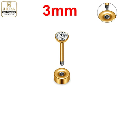 ASTM F136 Titanium Piercing Round Bowl Shaped Screw Labret Earring Set Lip Ring Cartilage Tragus Conch Jewelry Helix Nose Studs