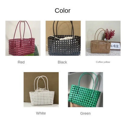 Plastic Hollow Weave Bag Countryside Style Large Capacity Beach Tote Bag Bohemian Style Bucket Bag Woman PVC Handbag Girls