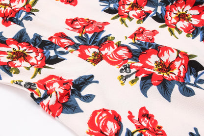 Summer Woman Printing Sleeveless Long Dress Vintage Dress Casual A-Line Beach Print Dress