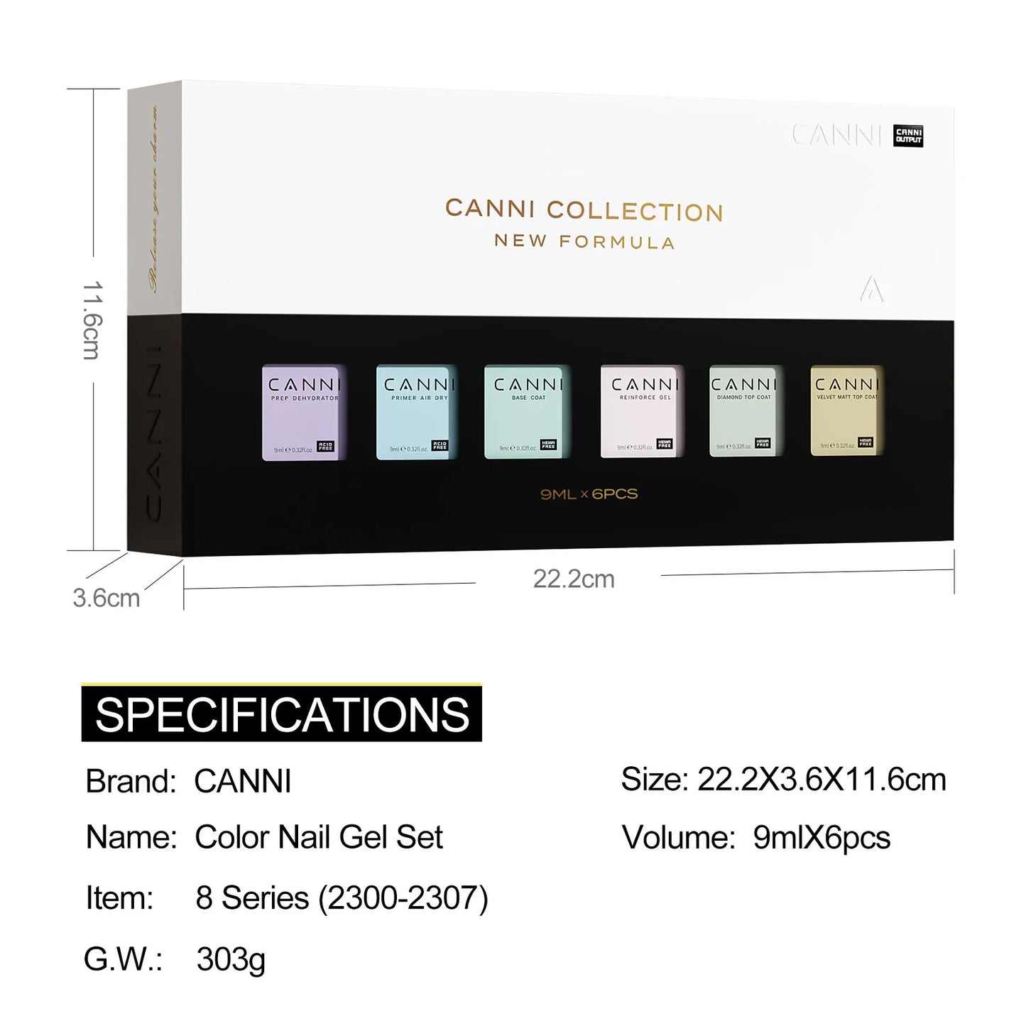 6pcs*9ml HEMA TPO FREE Nail Gel Polish CANNI Semi Permanent Jelly Pink Nude Color Gel Varnish Great Coverage UV LED Lacquer
